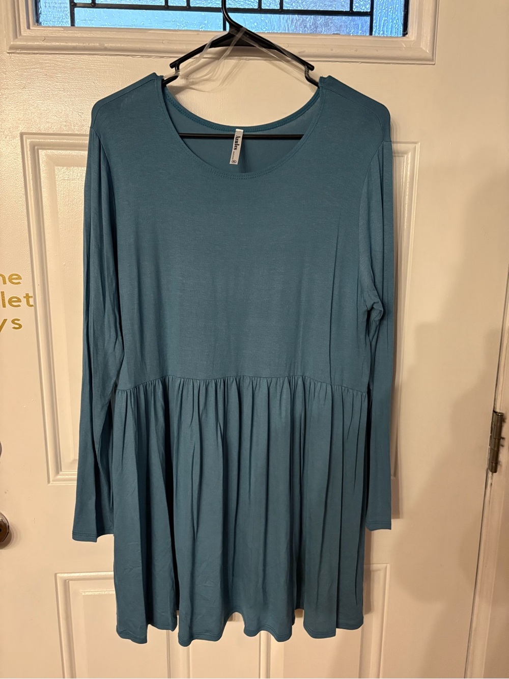 Azules Teal Long Sleeve Babydoll Mini Dress